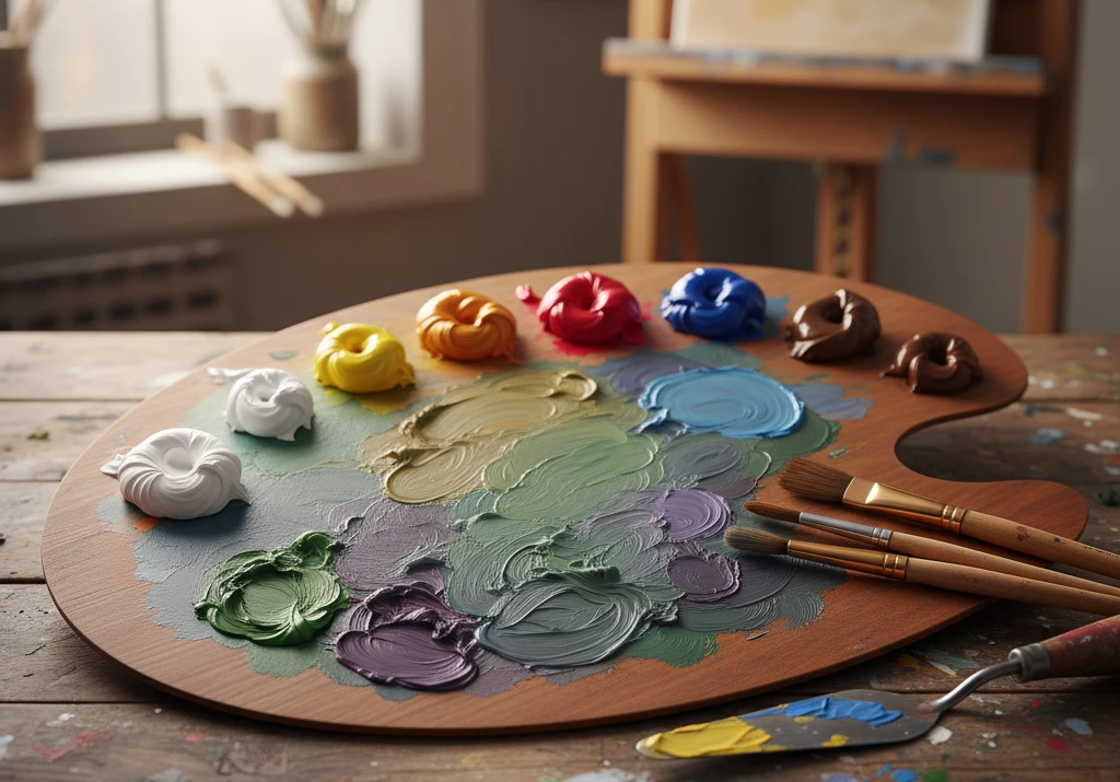 Prawidłowa organizacja palety do malowania farbami olejnymi