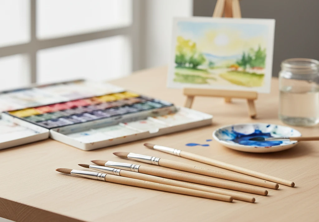 Płaskie pędzle do akwareli (ławkowce)