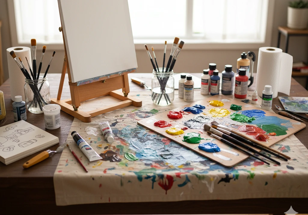 Jak przygotować stanowisko i podłoże do malowania farbami akrylowymi?